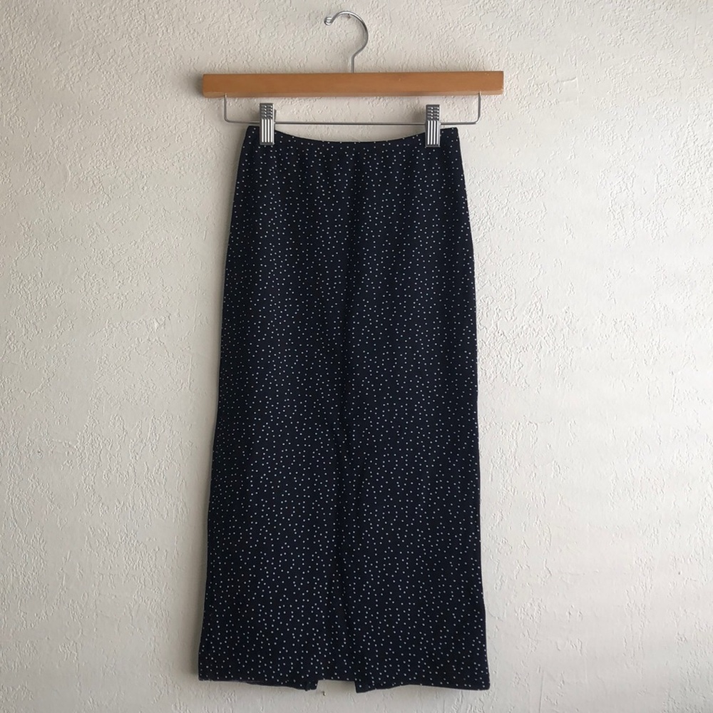 New American Apparel Long Polka Dot Pencil Skirt